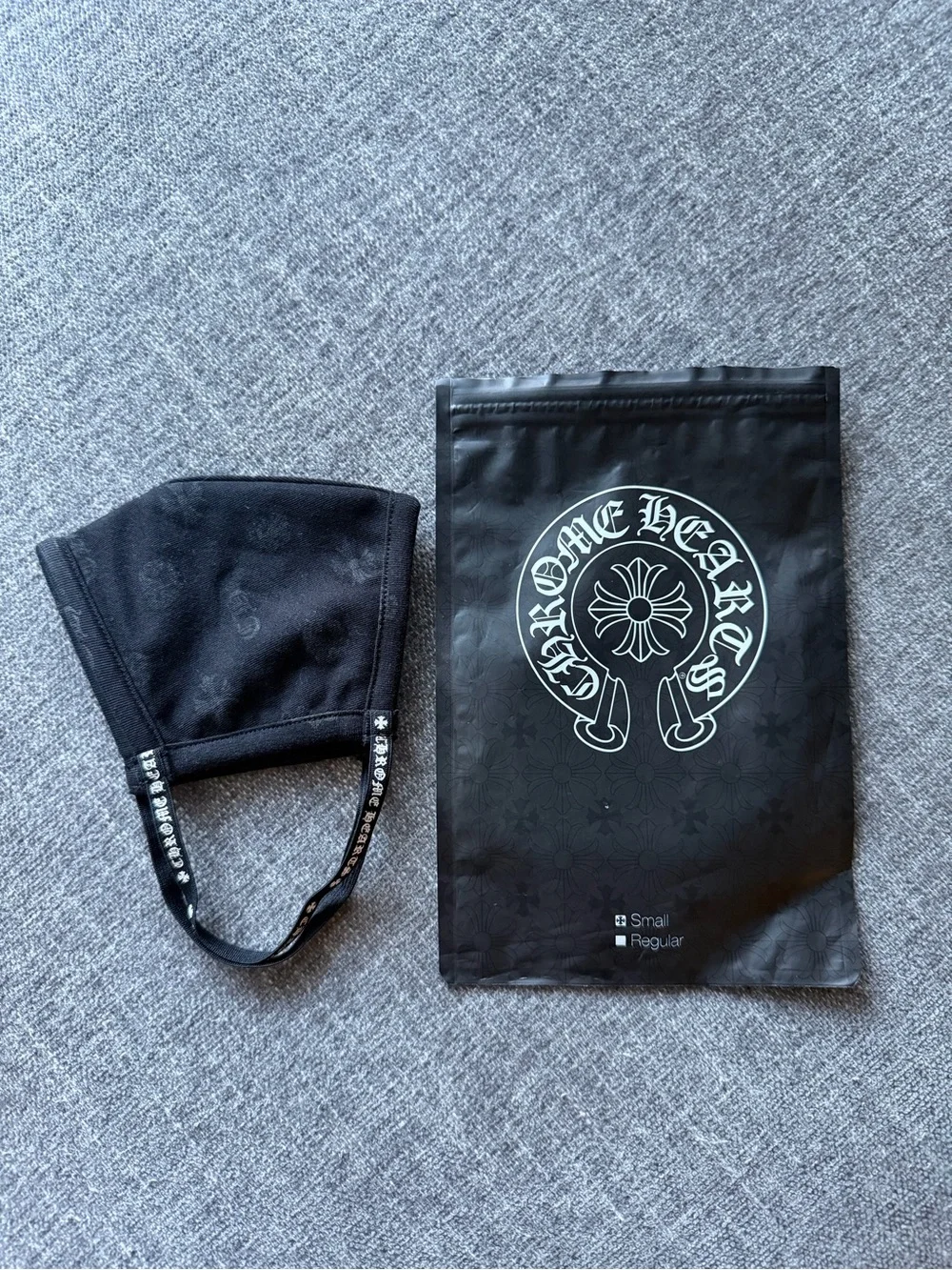 Chrome Hearts Black Cotton Face Mask with Logo Strap